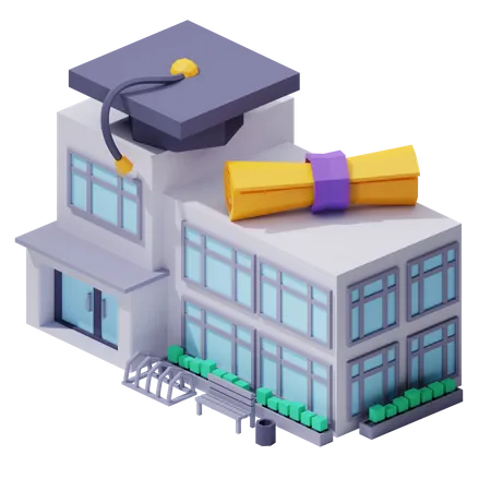 School  3D Icon