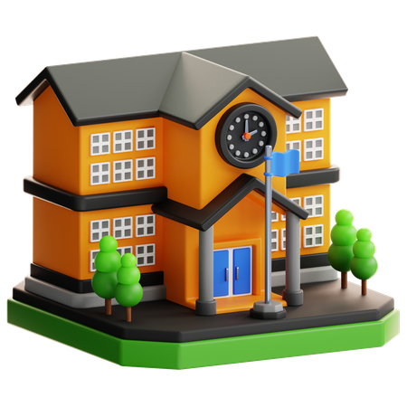 School  3D Icon