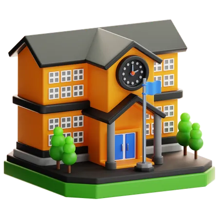 School  3D Icon