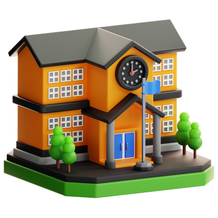 School  3D Icon