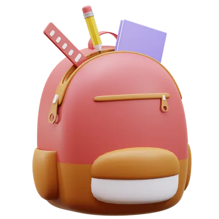 3 D Render Of School Backpack With Stationery Back To School 3 D Render Student Backpack 3 D Realistic School Bags 3D Icon