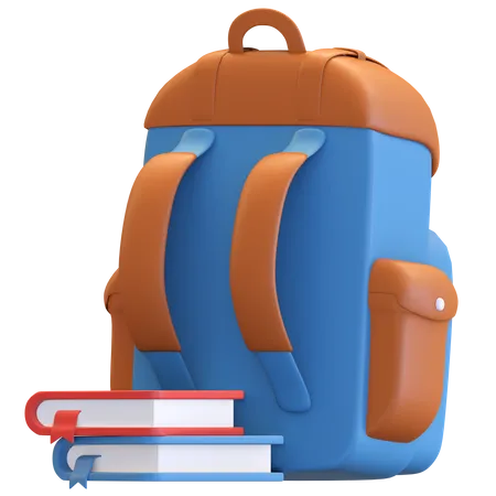 Ransel Bag With Book Back To School Education Icon 3 D Render Illustration 3D Illustration