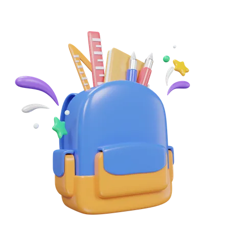 School Bag 3 D Icon School And Education 3D Icon