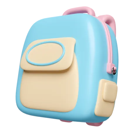 3 D Cartoon Blue Backpack School Bag Icon Isolated Back To School Education Concept 3D Icon