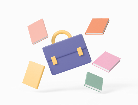School Bag And Books  3D Icon
