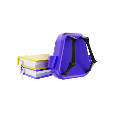 School Bags And Books 3D Illustration
