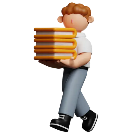 School Boy Carrying Books  3D Icon