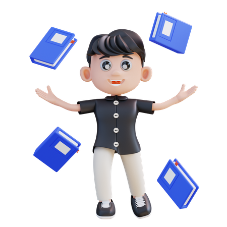 School boy going back to school  3D Illustration