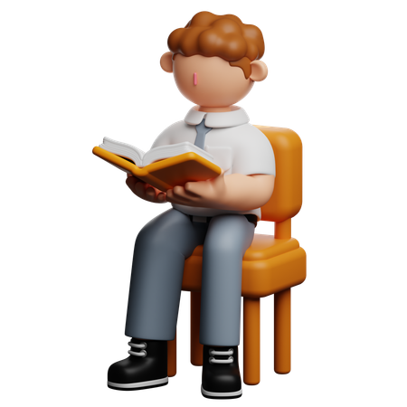 School Boy Reading Book  3D Icon