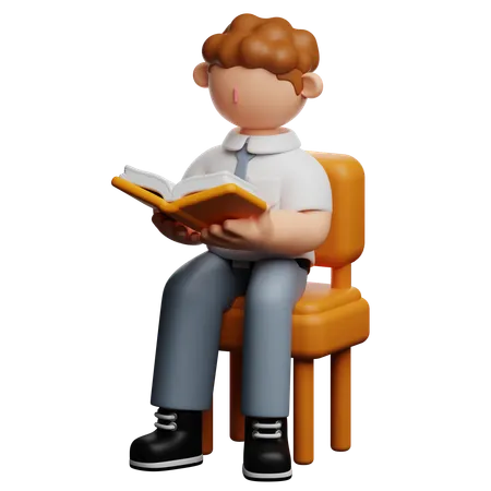 School Boy Reading Book  3D Icon