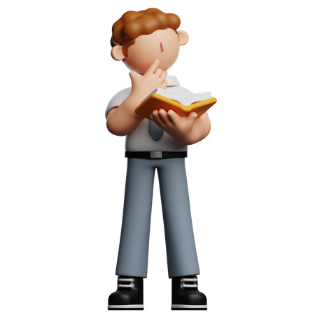 School Boy Reading Book  3D Icon