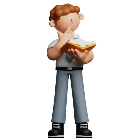 School Boy Reading Book  3D Icon