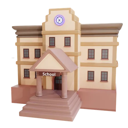 3 D Render School Building 3D Icon