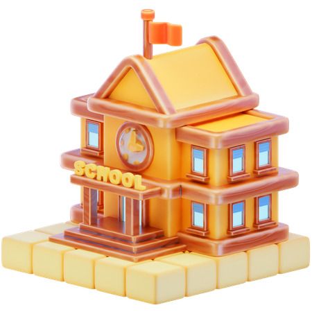 학교 건물  3D Icon