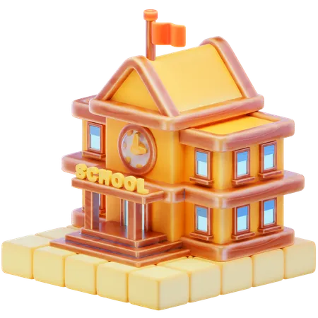 학교 건물  3D Icon