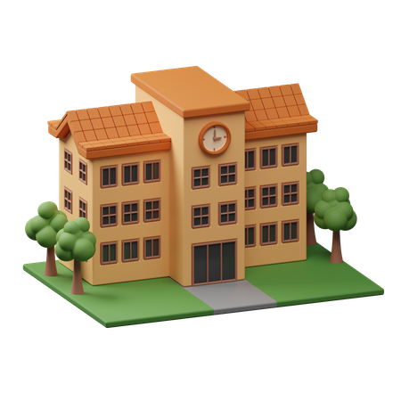 School Building  3D Icon