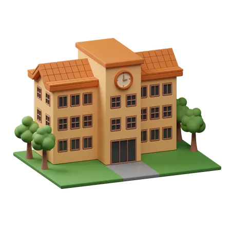 School Building  3D Icon