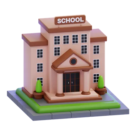 School Building  3D Icon