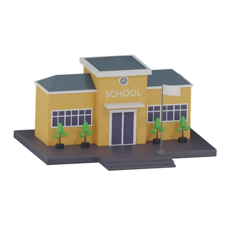 School Building  3D Icon