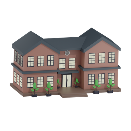 School Building  3D Icon