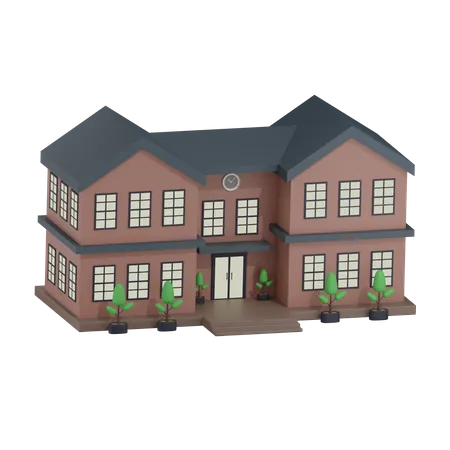 School Building  3D Icon