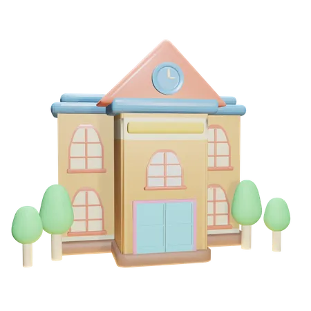 School Building  3D Icon