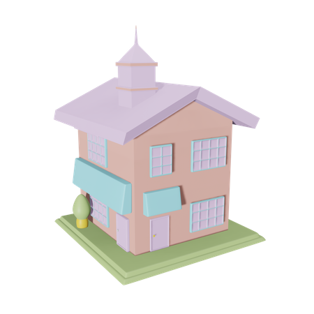 School Building  3D Icon