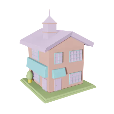 School Building  3D Icon