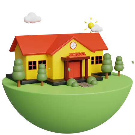 School Building  3D Icon