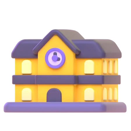 School Building  3D Icon