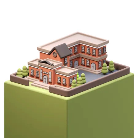 School Building  3D Icon