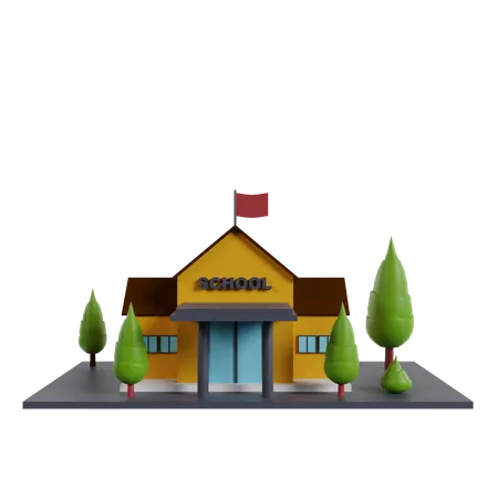 School Building  3D Icon