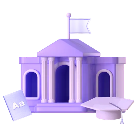 School Building  3D Icon