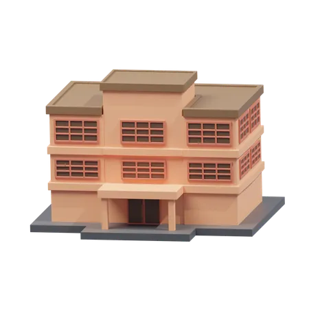 School Building  3D Icon