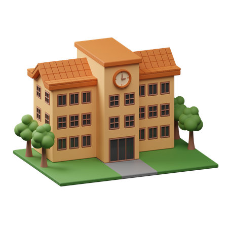 School Building  3D Icon