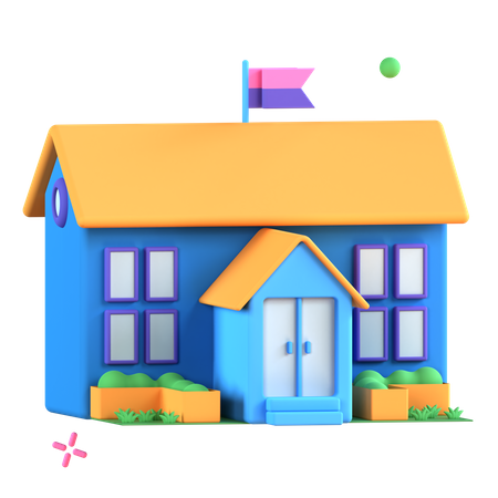 School Building  3D Icon