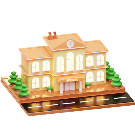 School Building  3D Illustration