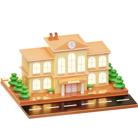 School Building  3D Illustration