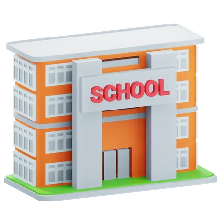 3 D School Building Illustration With Transparent Background 3D Icon