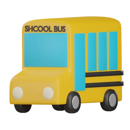 Cute Yellow School Bus 3 D Render Illustration Vehicle On Isolated Background 3D Icon
