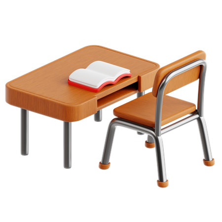 School Chair and Table  3D Icon