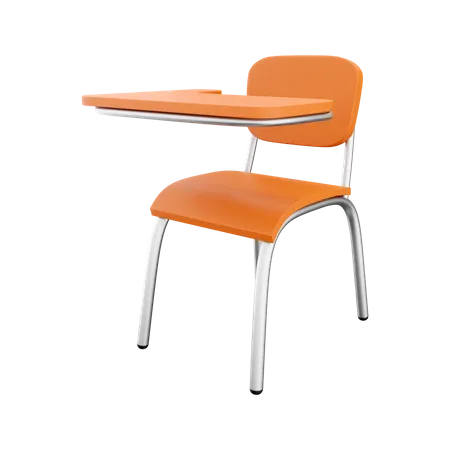 3 D Rendering Of School Or College Desk With Chair Isolated On White Background A Piece Of Wooden Furniture 3 D Rendering Of A School Desk Icon 3D Icon