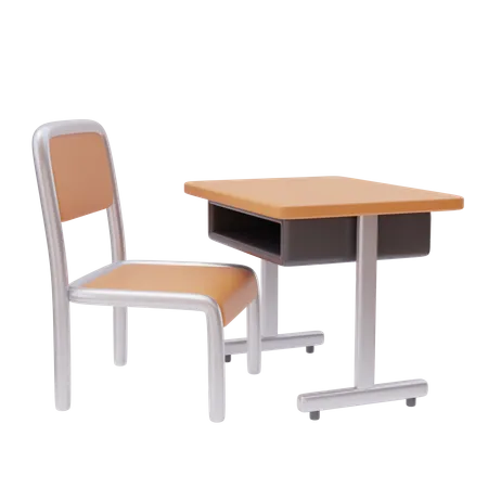 School desk and chair  3D Icon