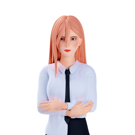 School girl crossed hand  3D Illustration