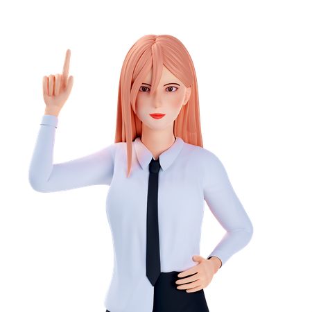 School girl pointing at top  3D Illustration