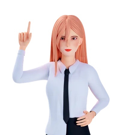School girl pointing at top  3D Illustration