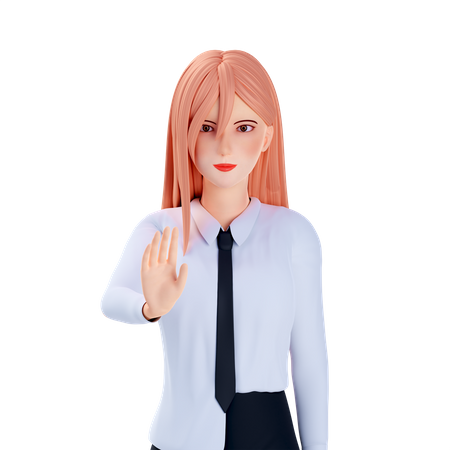 School girl stop hand sign  3D Illustration