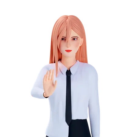 School girl stop hand sign  3D Illustration