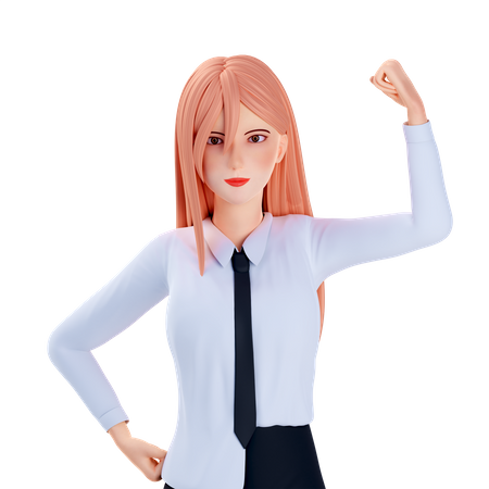 School girl strong sign or show her spirit  3D Illustration