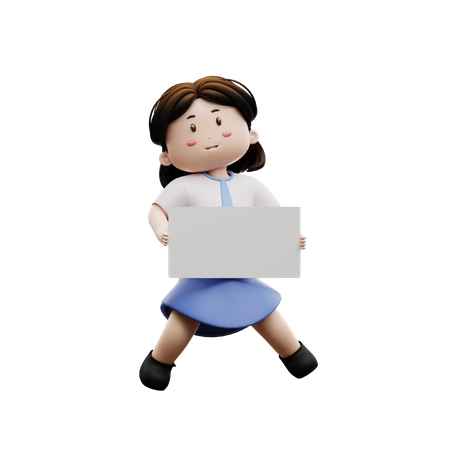 School kid with blank paper  3D Illustration